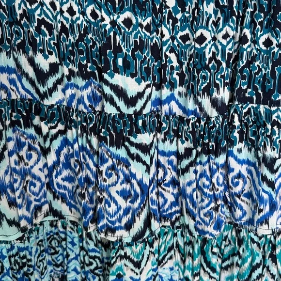 Women’s original LaRoque Dress size XS 3/4 length sleeve blues & black abstract - Picture 4 of 4